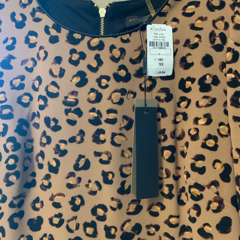 Donna Karan New York leopard long sleeve dress